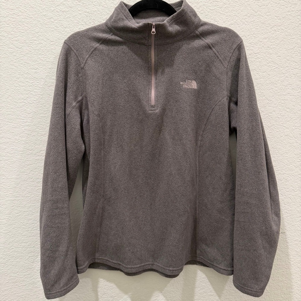 The North Face Womens TKA 100 Fleece 1/4 Zip Pullover Mauve Taupe Large